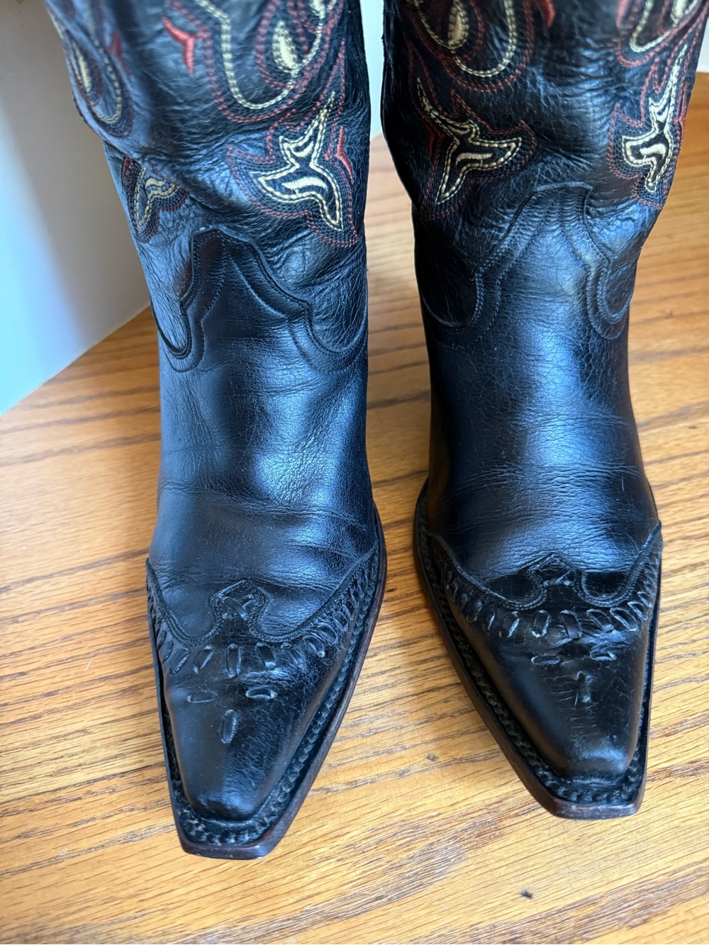 Lucchese Black Leather Western Cowboy Women's Boots Size: 8B Made In Mexico - Picture 15 of 16